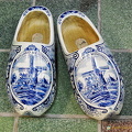 Delft clogs with windmill patterns